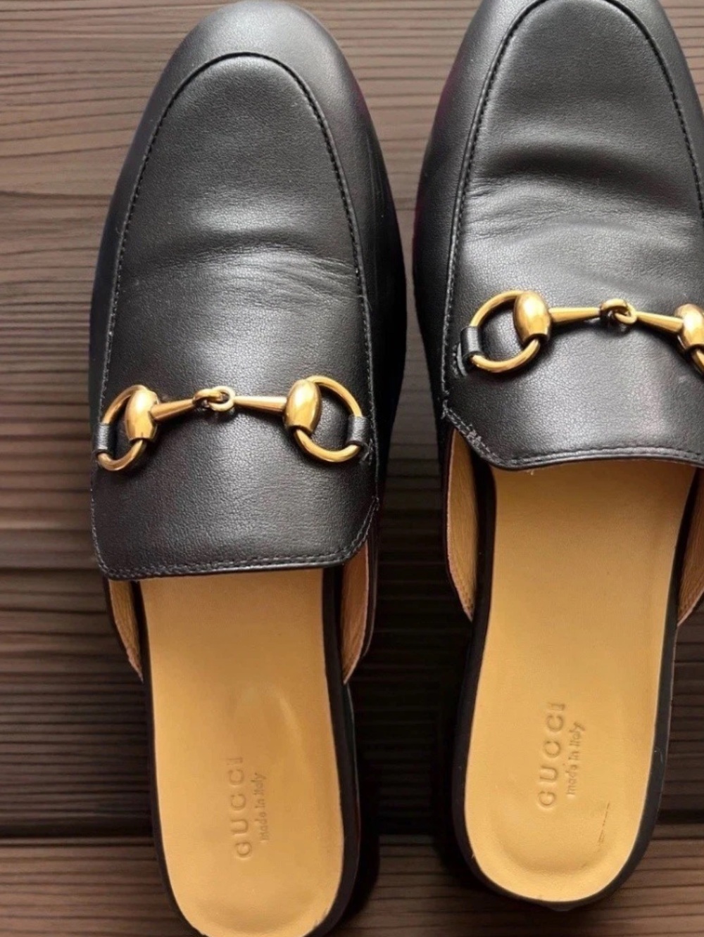 Gucci Black Leather Slip-On Horsebit Loafers